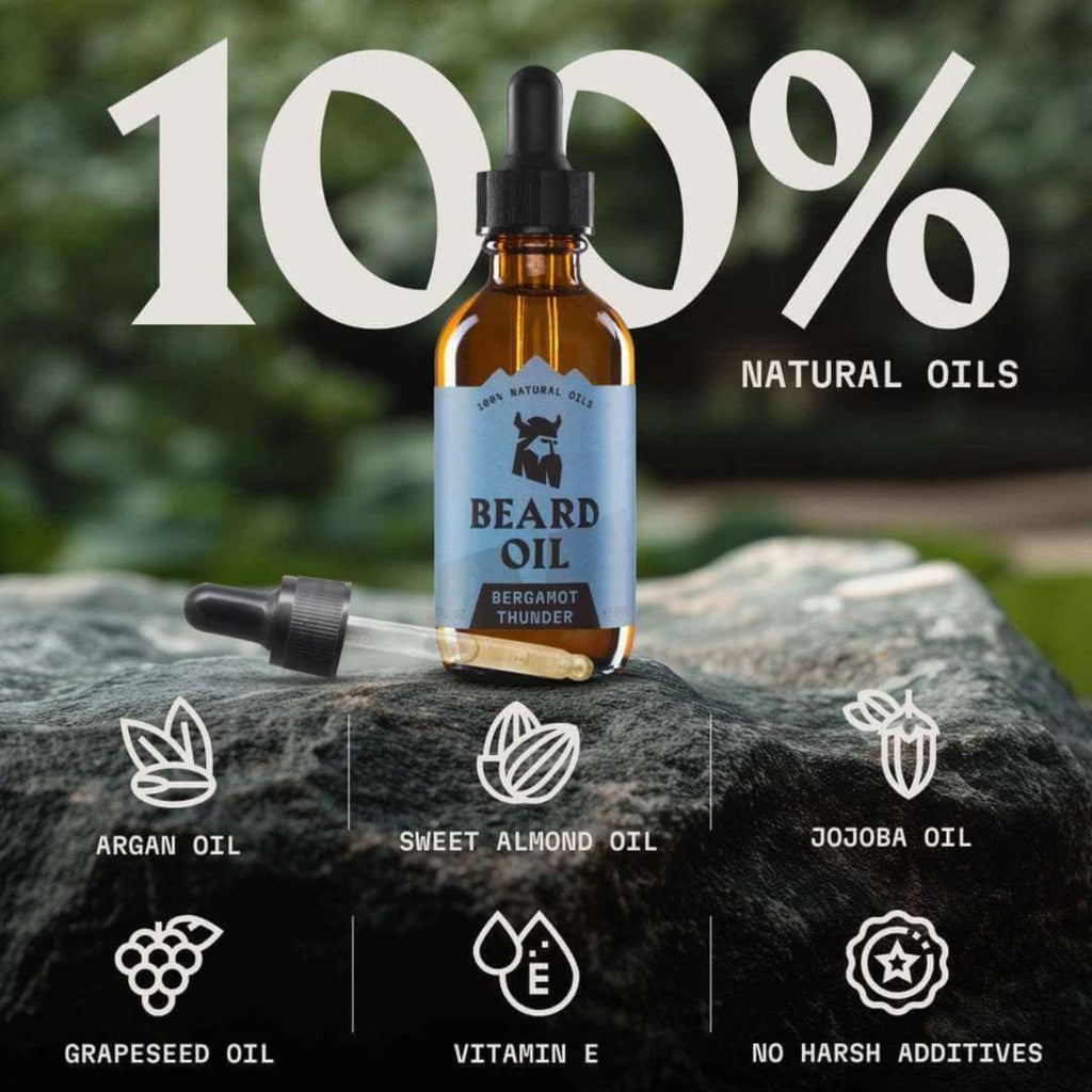 striking viking beard oil bergamot thunder premium beard conditioning oil bottle