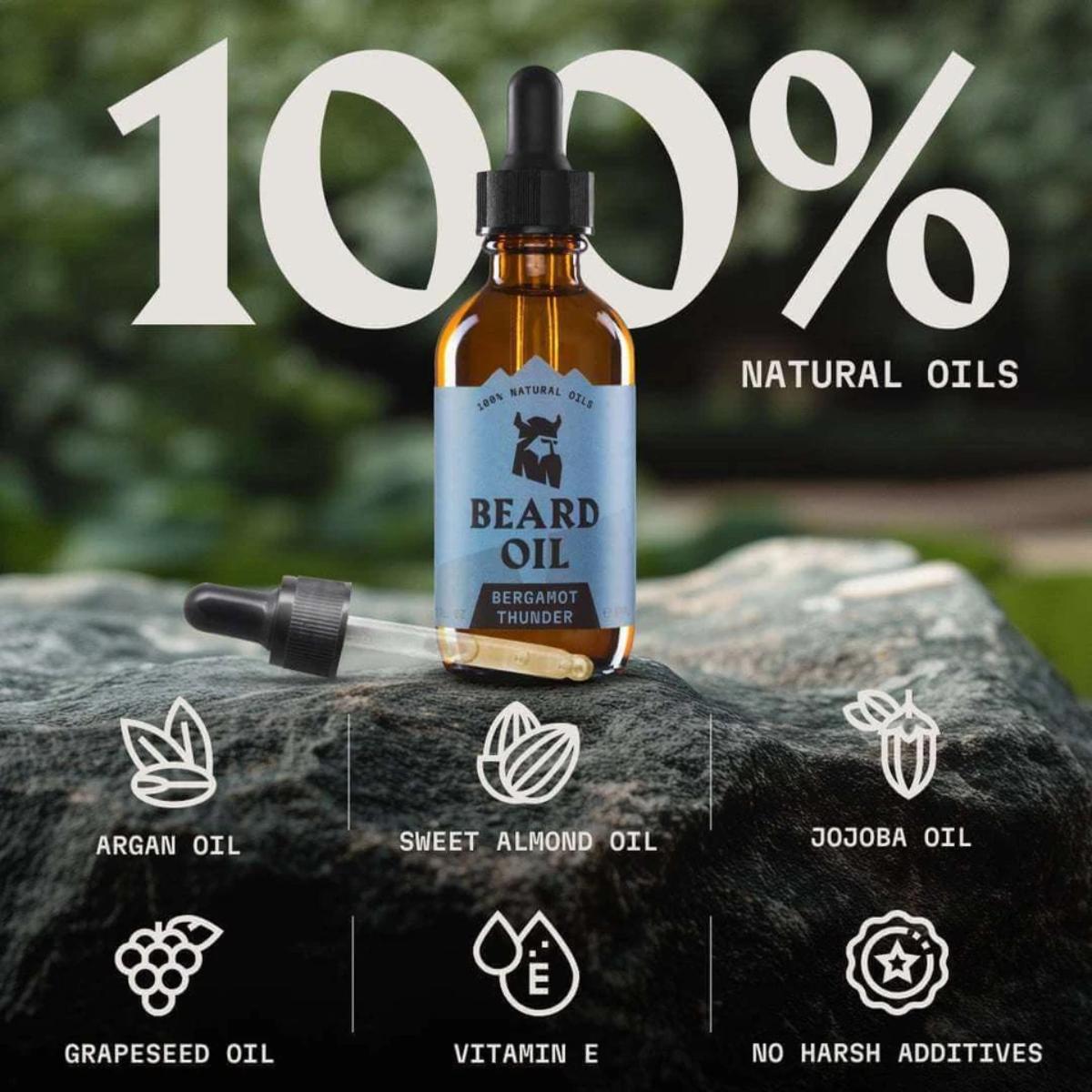 striking viking beard oil bergamot thunder premium beard conditioning oil bottle
