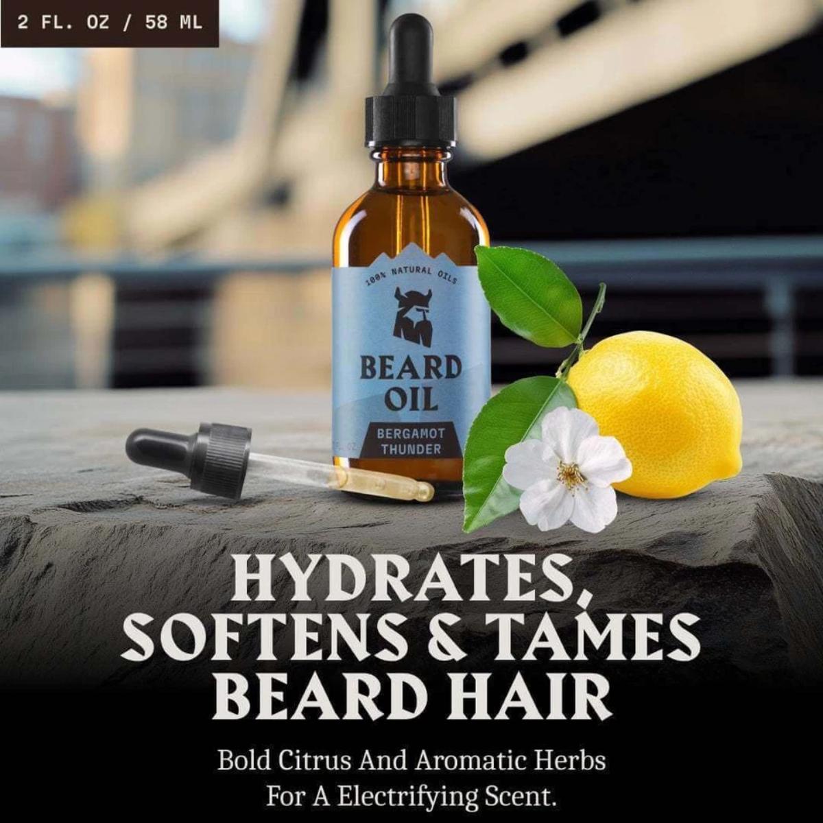 striking viking beard oil bergamot thunder premium beard conditioning oil bottle