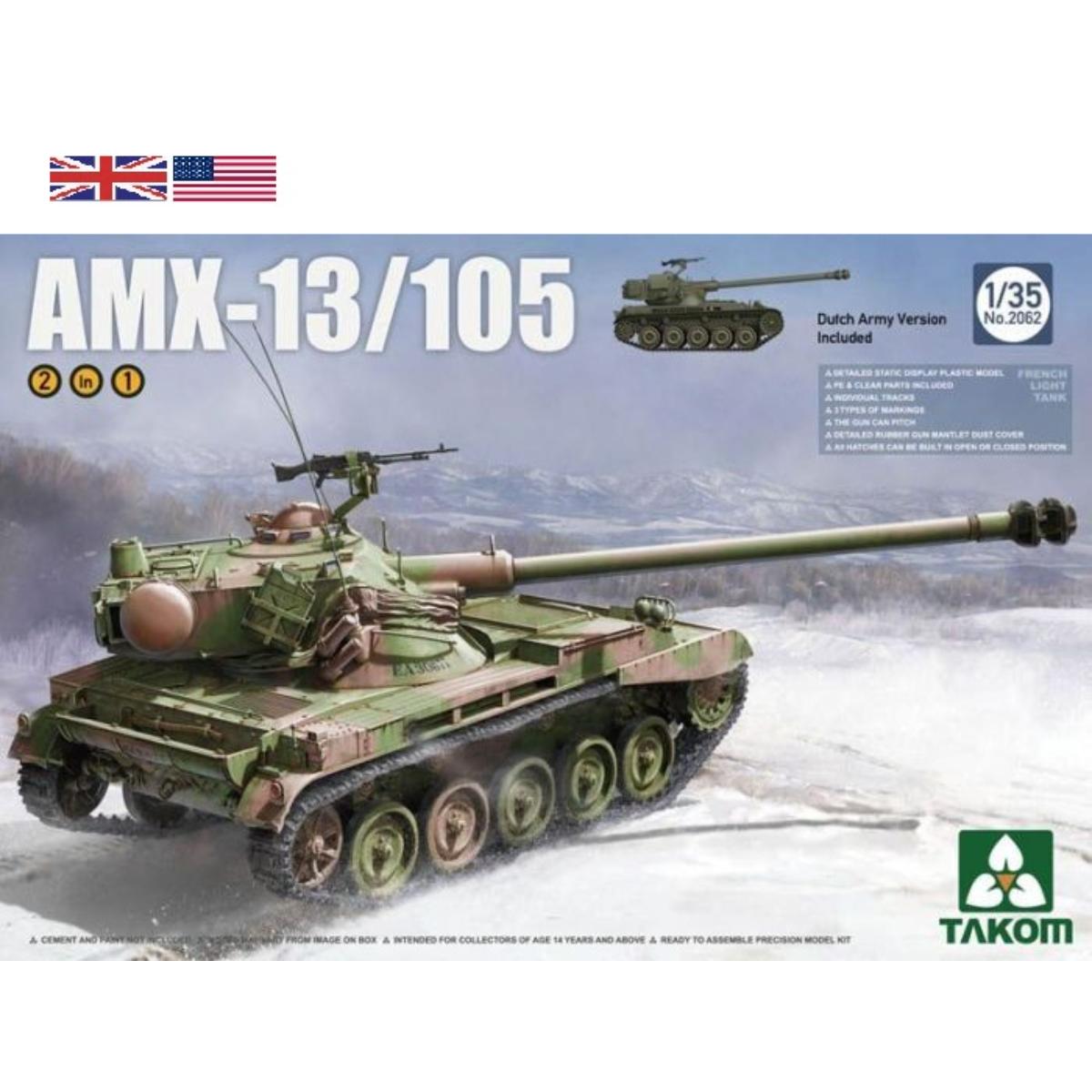 Takom 1:35 AMX-13/105 Dutch Army light tank scale model kit