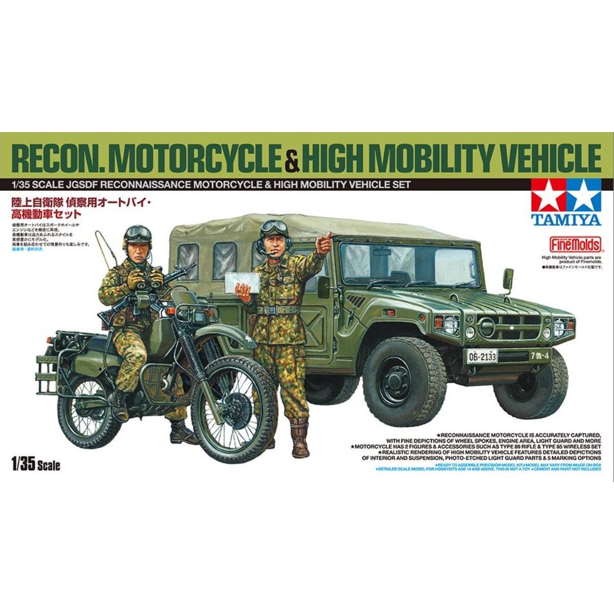 Tamiya JGSDF Recon Motorcycle & HMV set assembled model