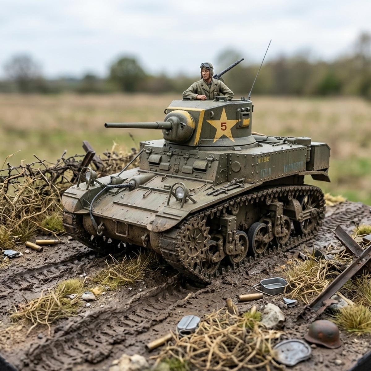 Tamiya M3 Stuart tank model kit box