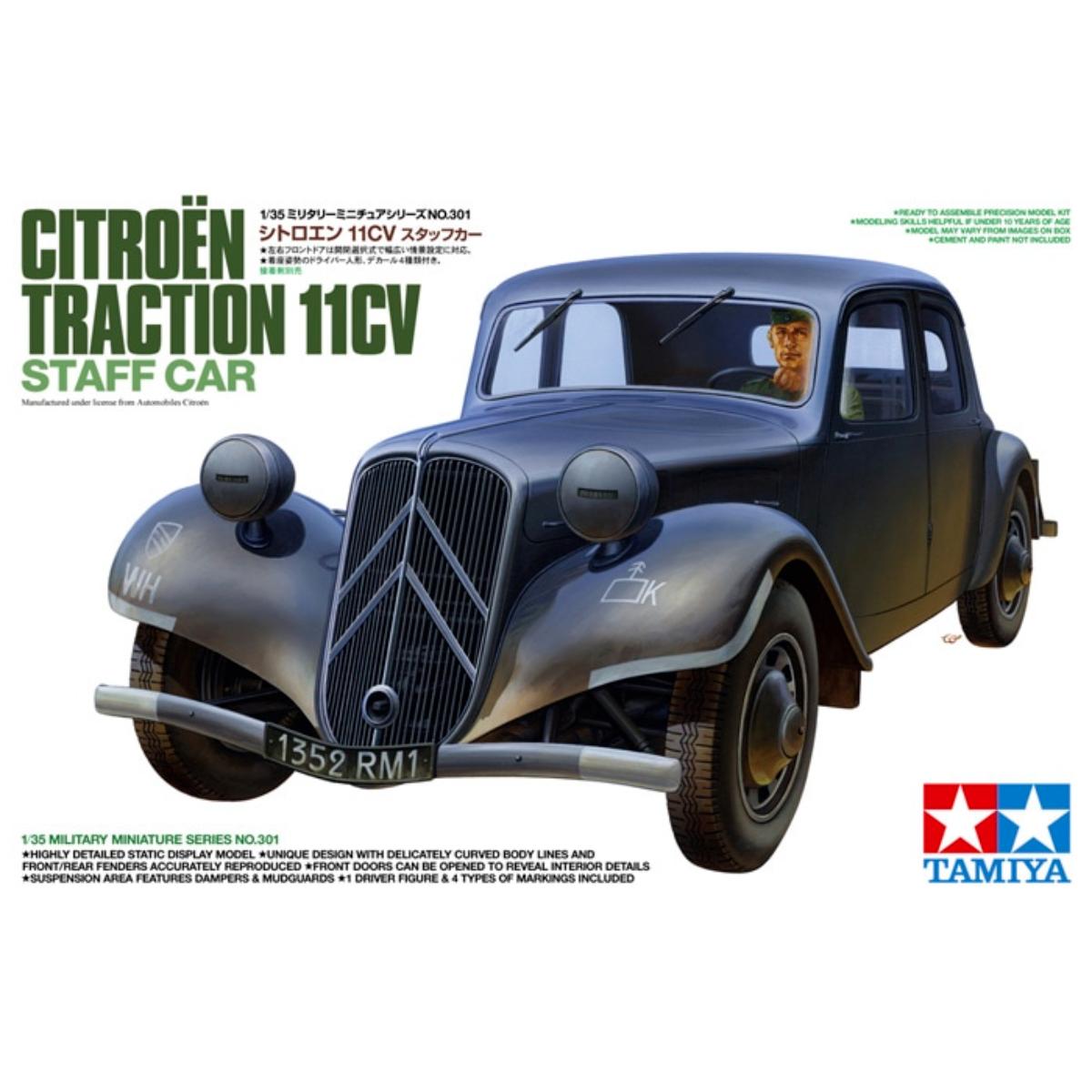 Tamiya Citroën Traction 11CV staff car model kit assembled side view