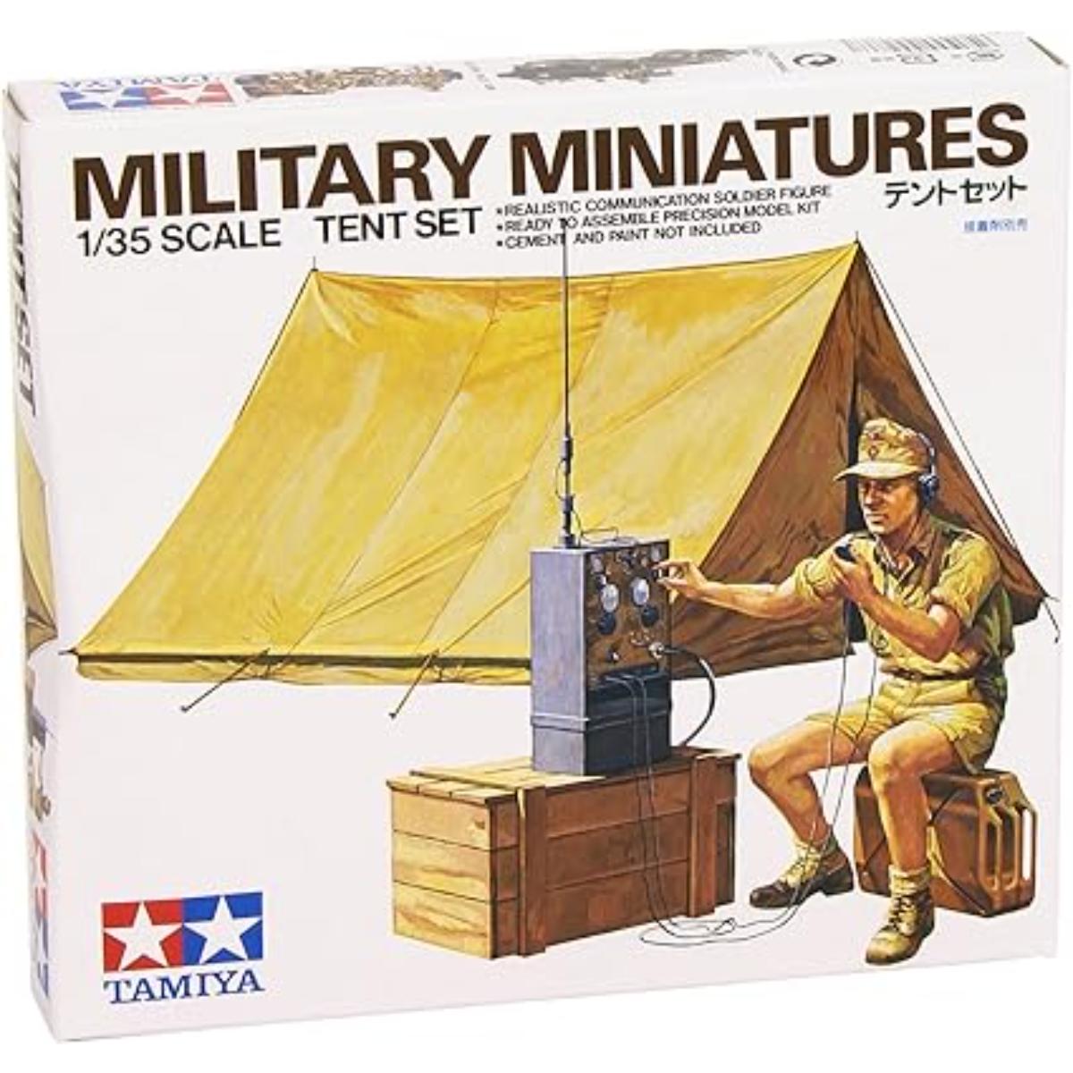 Tamiya 1:35 WWII German Radio Command Post Model Kit with Figures and Equipment
