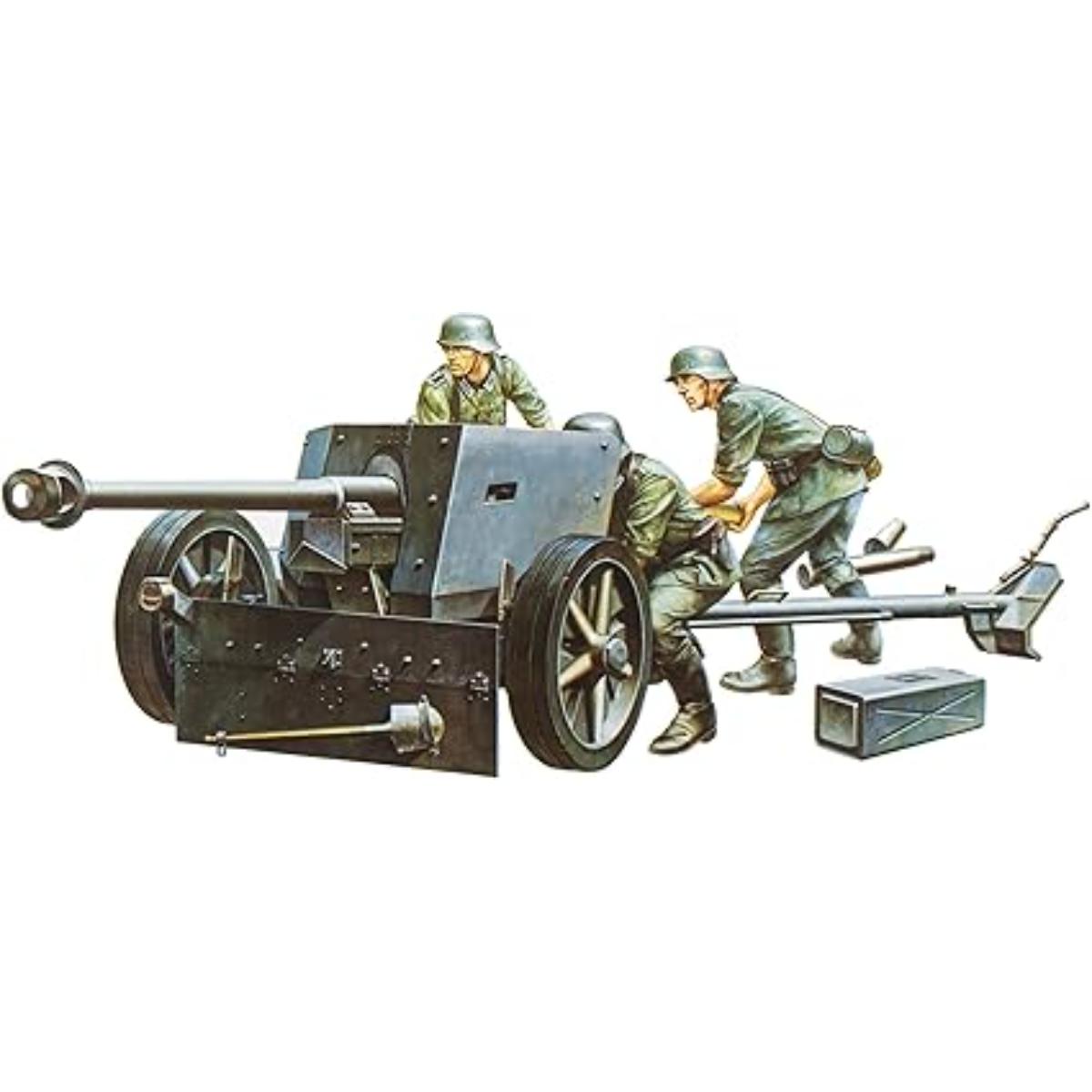 Tamiya 1:35 scale German Anti-Tank Gun plastic model kit for WWII dioramas
