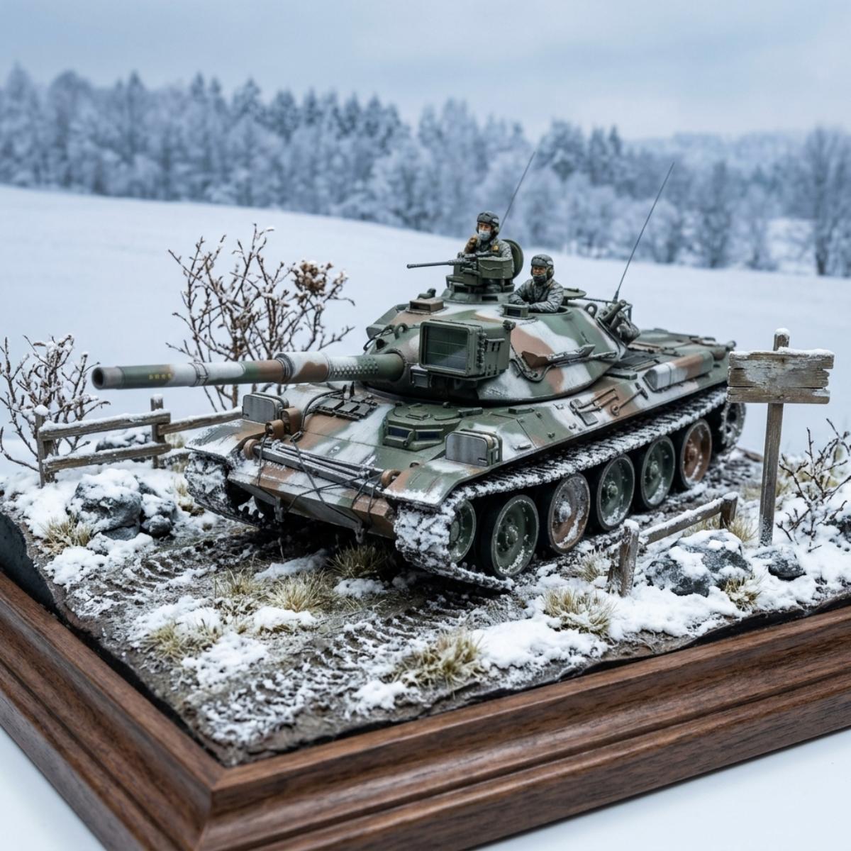 Tamiya Type 74 Tank Winter Version 1/35 model diorama version