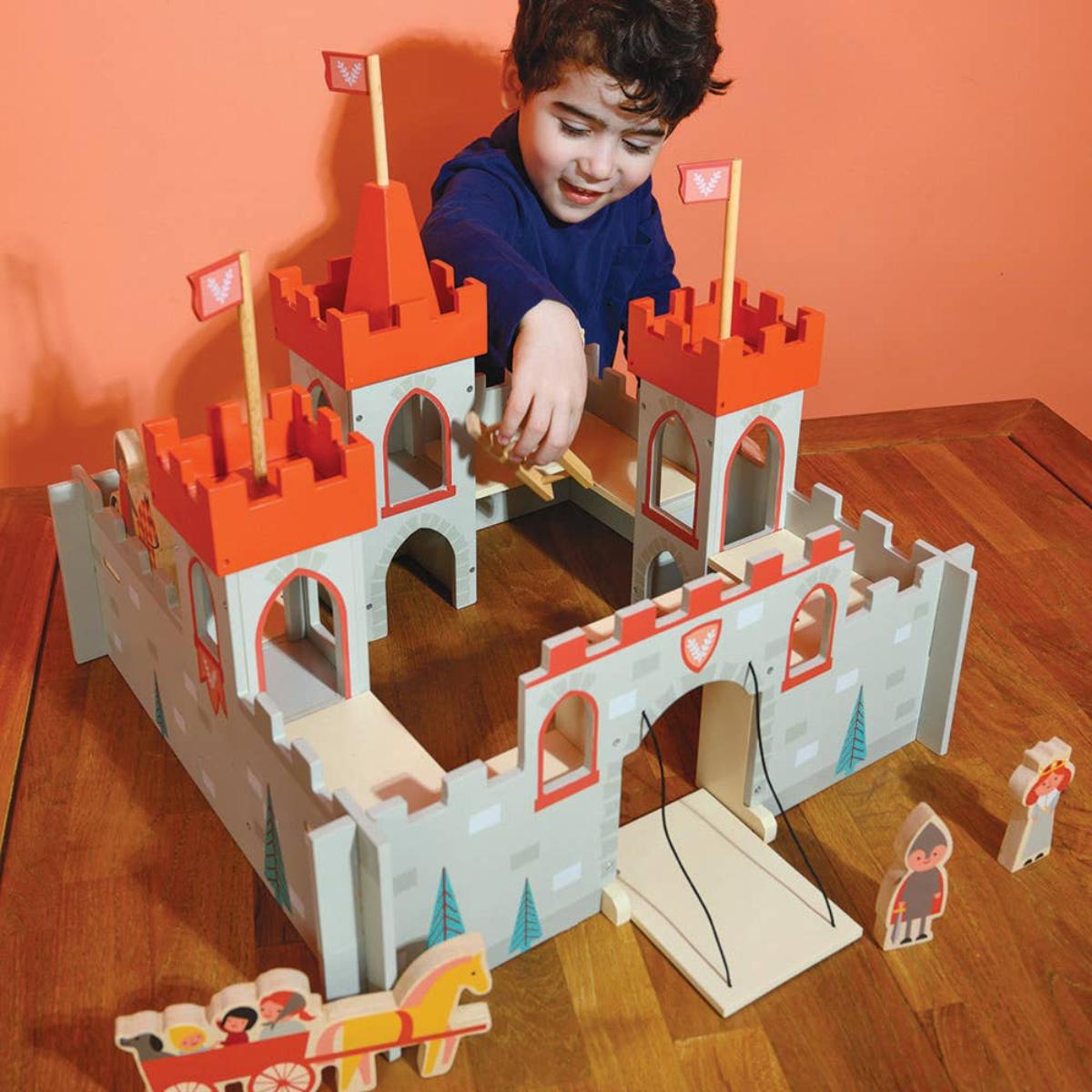wooden castle toy playset
