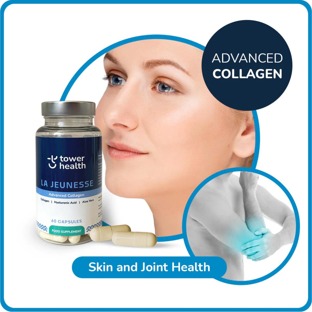 La Jeunesse Collagen Capsules 1200mg bottle, 60 capsules, daily collagen support for skin, hair and joints