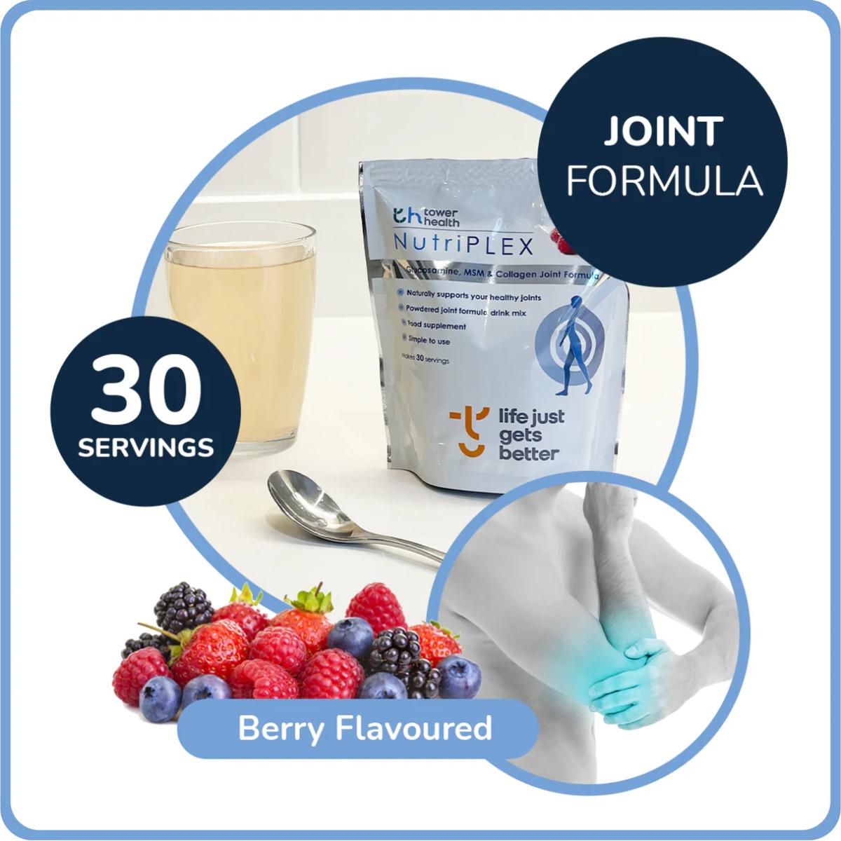 Nutriplex Collagen Rich Joint Supplement pack, 30 day supply, collagen and glucosamine capsules for joint support