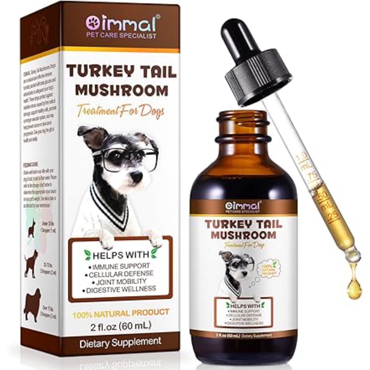 Turkey Tail Mushroom Liquid Extract for Dogs Immune Digestive Cellular Health Supplement