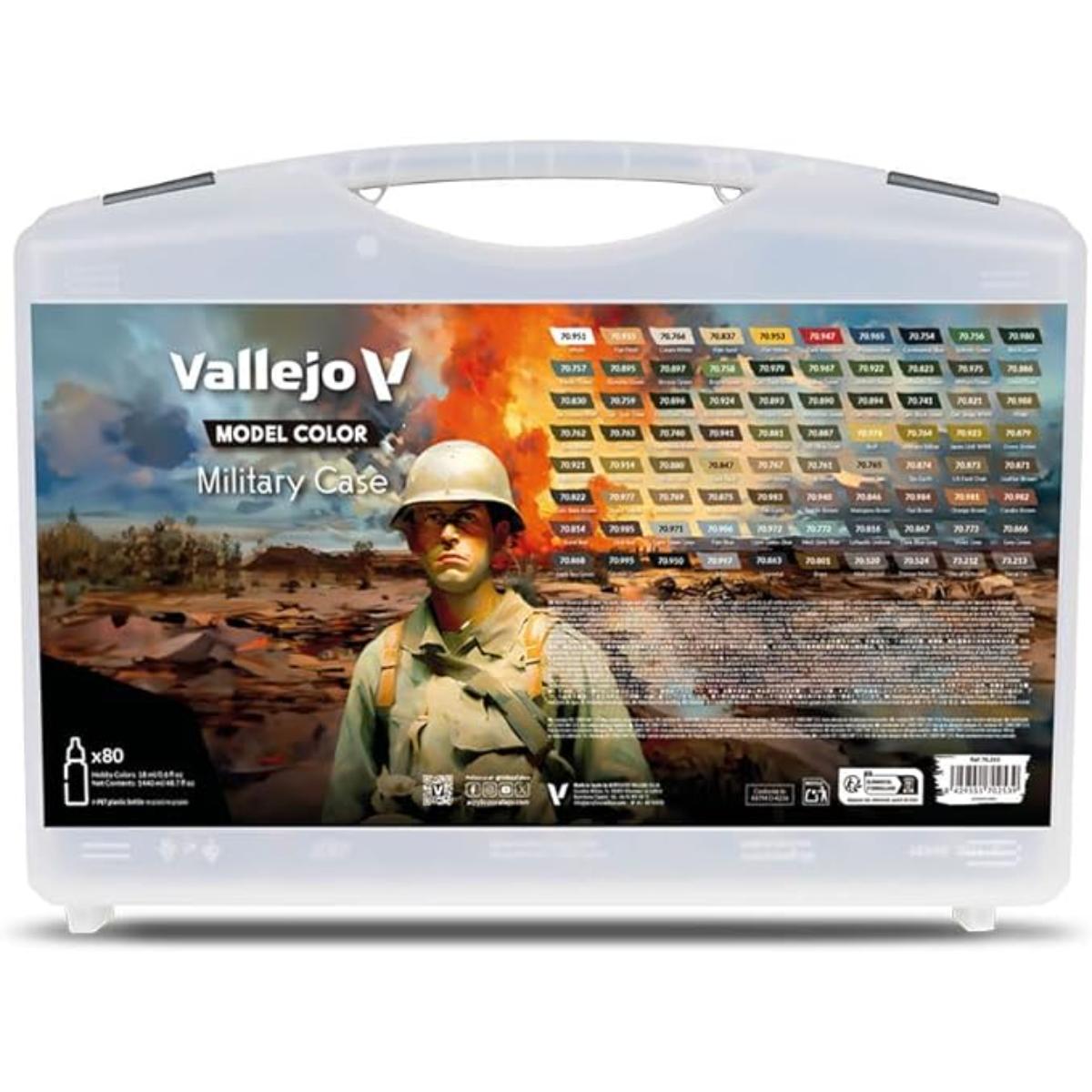 Vallejo Model Color Military Case with 80 acrylic paint bottles