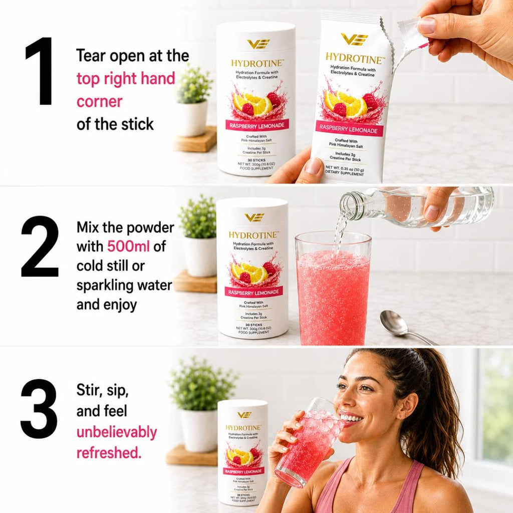 Hydrotine Raspberry Lemonade electrolyte and creatine hydration powder