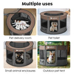 Veehoo Foldable Portable Pet Playpen brown colour front view
