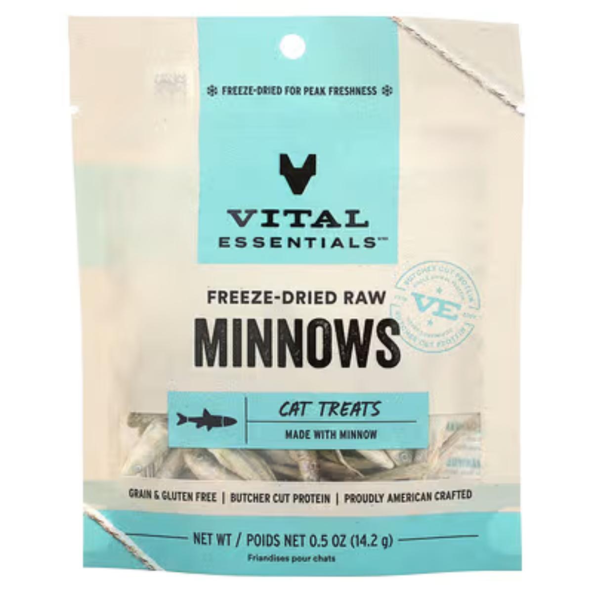 Vital Essentials freeze‑dried raw minnow cat treats 0.5 oz bag