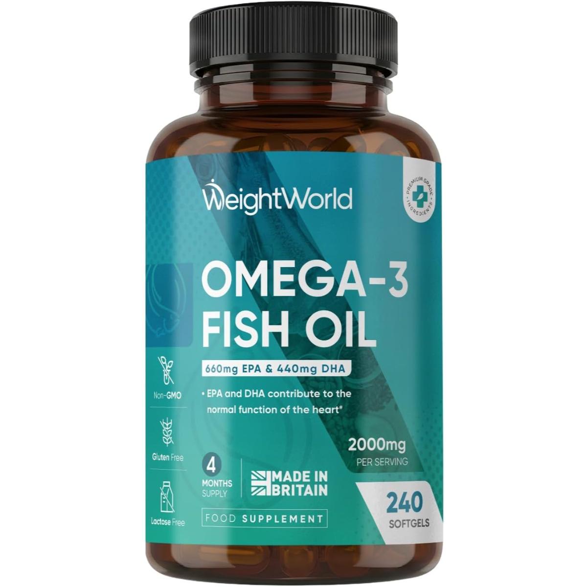 omega 3 fish oil 3000mg capsules high strength EPA DHA 240 softgels bottle