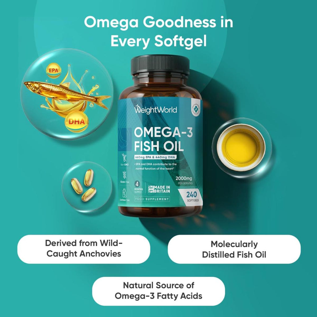 omega 3 fish oil 3000mg capsules high strength EPA DHA 240 softgels bottle