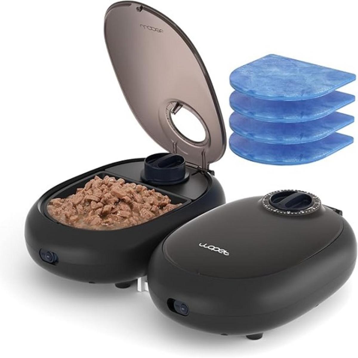 WOPET FT60 automatic wet food feeder for cats with dual trays and ice pack
