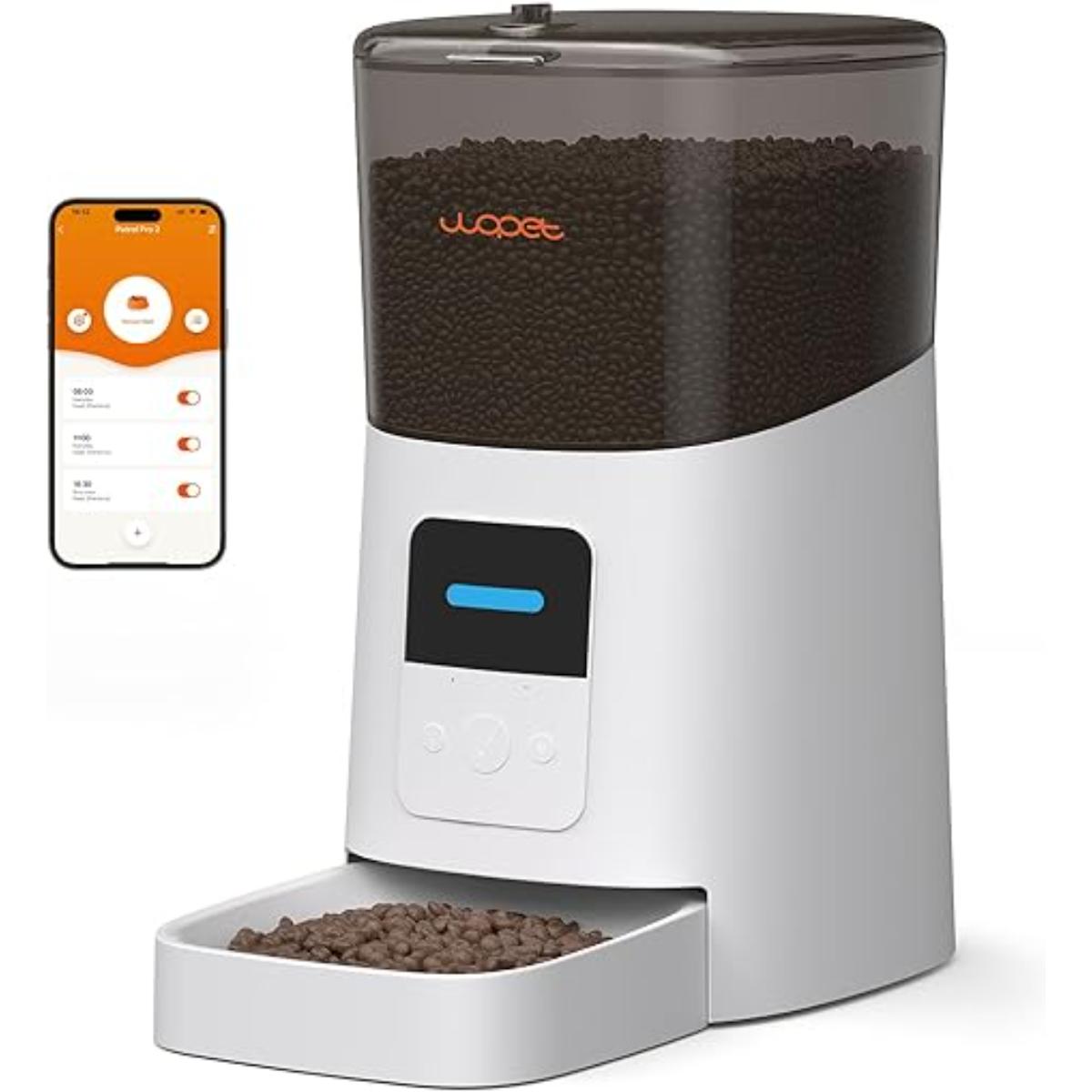 WOPET Patrol Smart Automatic Pet Feeder with WiFi – 6L Food Dispenser for Cats and Dogs, Voice Control and App Scheduling