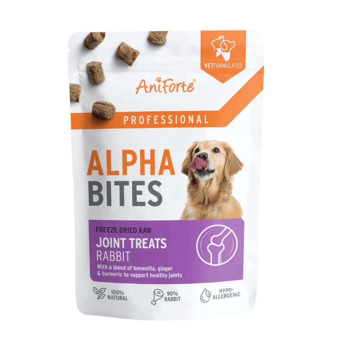 Alpha Bites Rabbit freeze‑dried rabbit dog treats in resealable pouch