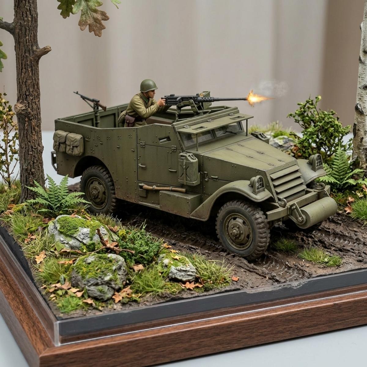 Zvezda 1:35 M3 Scout Armoured Car model kit diorama